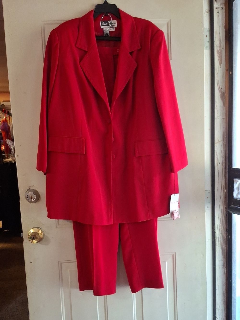 Bright Red Women's Two-Piece Blazer and Pants Set by Beau Luxe